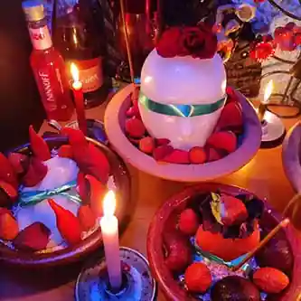 Oferenda utilizada em um ritual de amarração para o amor