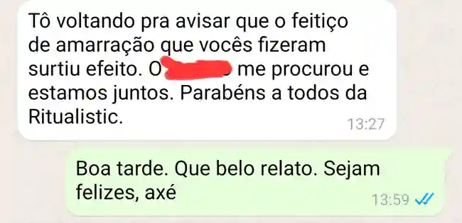 Relato de cliente da Ritualistic sobre amarração amorosa