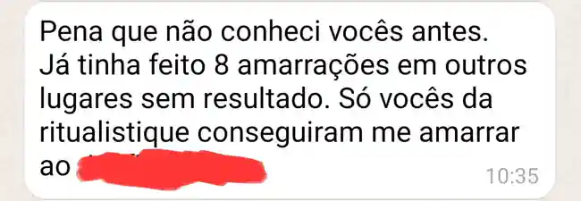 Relato de cliente da Ritualistic sobre amarração amorosa